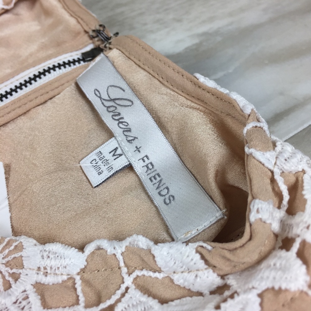 Lovers and Friends White Tan Nude Caspian Chunky Lace Shift Dress Medium Large - Picture 10 of 14